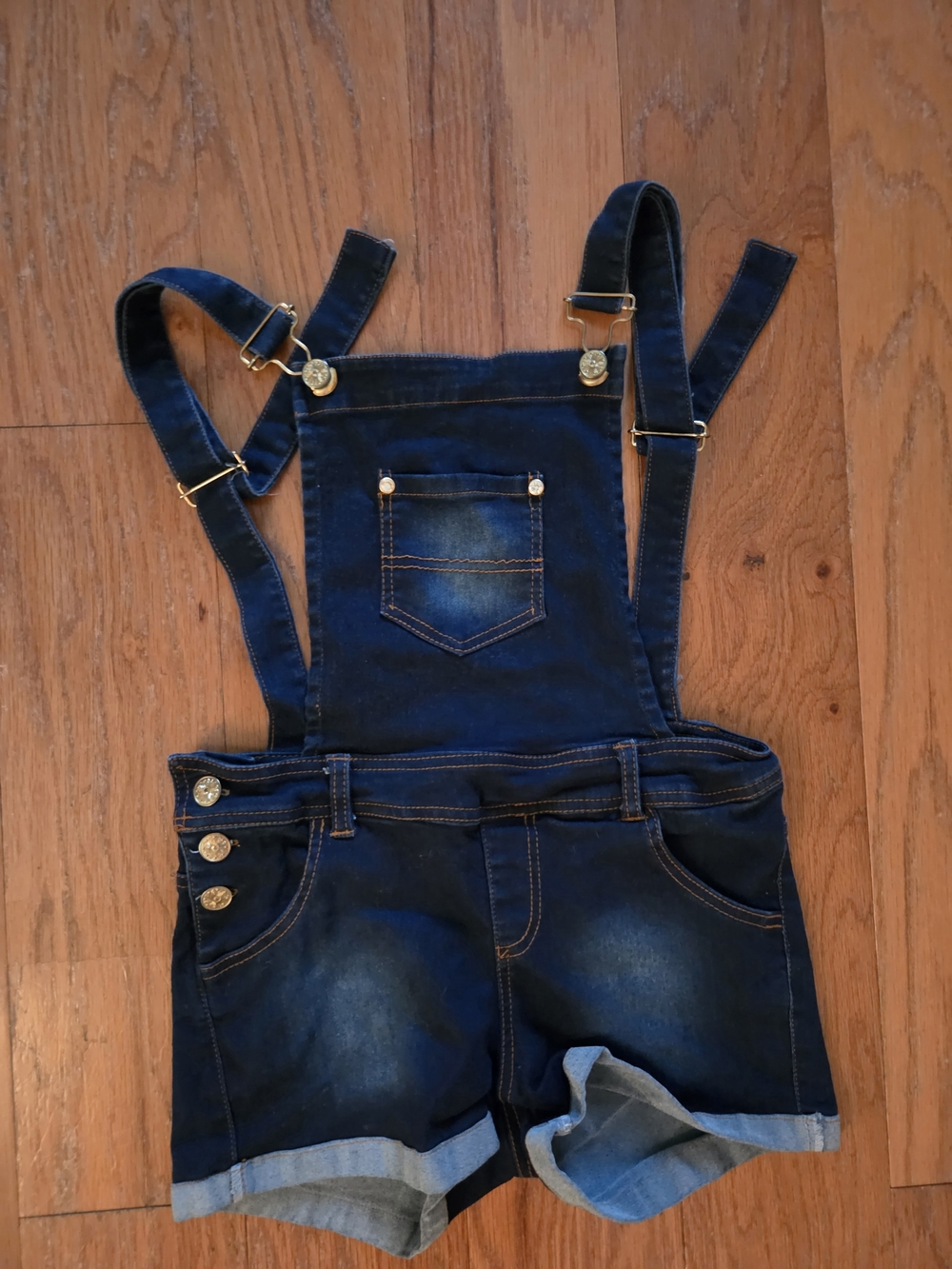 Dark Blue Denim Short Overalls So Cute!! Girls